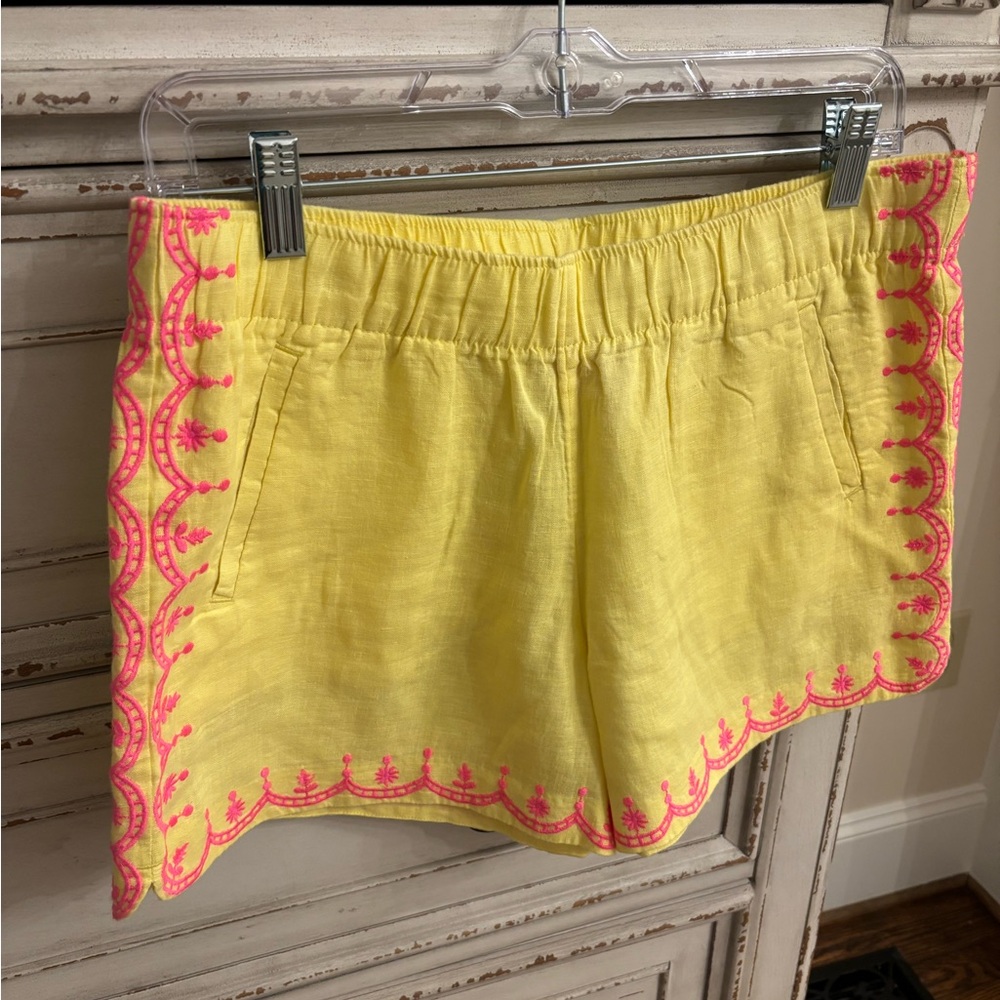Lilly Pulitzer High Waist Yellow and Pink Scalloped Shorts